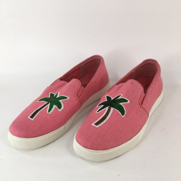 KATY PERRY The Kerry Canvas Slip-On Pink Palm Tree Sneaker Size 7M - Picture 5 of 15